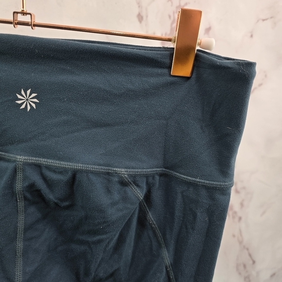 Athleta Leggings Womens Medium Green White Mesh Salutation Colorblock Power Vida - Picture 12 of 13